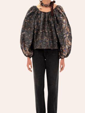 NWOT ULLA JOHNSON Lavinia Blouse in Obsidian S $545